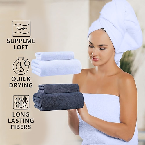 

White Face Towel and Bath Towel Cotton Blend Towel Machine Washable Super Soft Highly Absorbent Quick Dry For Bathroom Hotel Spa