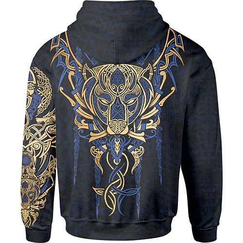 

Men's Unisex Pullover Hoodie Sweatshirt Blue Hooded Animal Graphic Prints Print Daily Sports 3D Print Streetwear Designer Casual Spring & Fall Clothing Apparel Hoodies Sweatshirts Long Sleeve