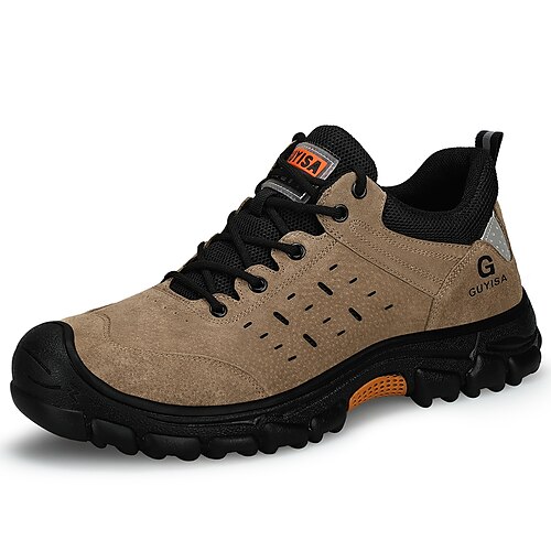 

Men's Safety Shoe Boots Plus Size Sporty Casual Athletic Safety Shoes Pigskin Booties / Ankle Boots Dark Brown Fall Spring