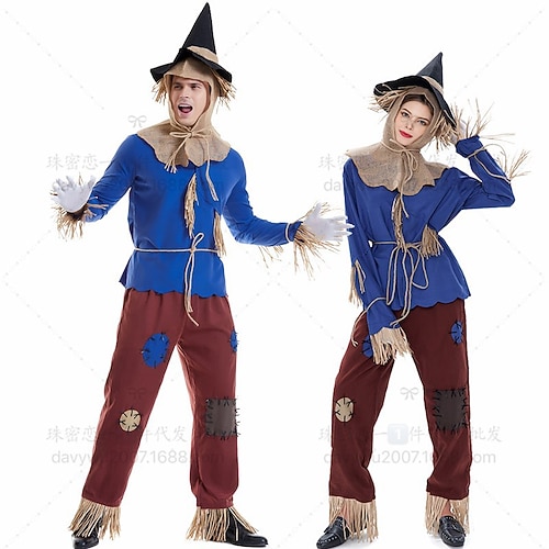 

Scarecrow Couples' Costumes Men's Women's Movie Cosplay Cosplay Halloween Blue Top Pants Gloves Halloween Carnival Masquerade Polyester / Waist Accessory / Scarf / Hat / Neckwear