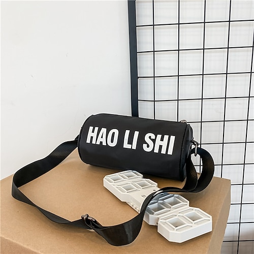 

Unisex Canvas Bag Crossbody Bag Nylon Zipper Solid Color Daily Going out Black Pink Orange