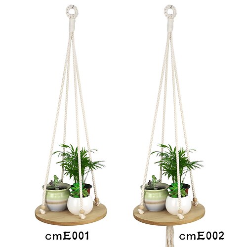 

Hand Weaving Wooden Planks Hanging Baskets Wall Plant Hanger Stand Shelf Tapestry Wall Decoration Pendant Simple Decoration Flowerpot Home Decoration