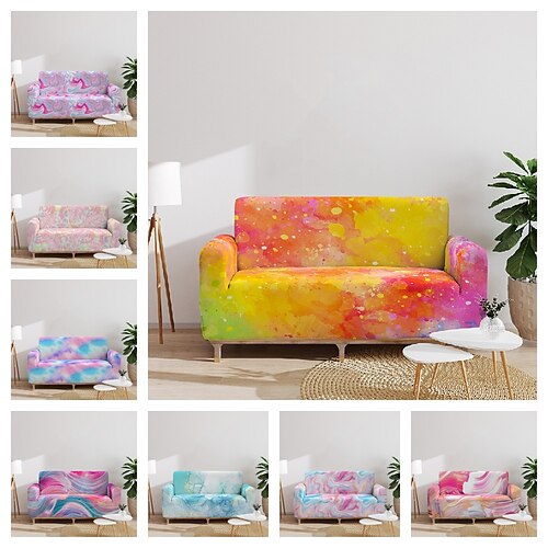 

Colorful Tie Dyed Sofa Cover Stretch Slipcovers Soft Durable Couch Cover 1 Piece Spandex Fabric Washable Furniture Protector fit Armchair Seat/Loveseat/Sofa/XL Sofa