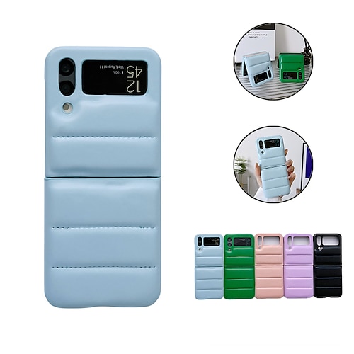 

Phone Case For Samsung Galaxy Flip Z Flip 4 Z Flip 3 Flip Shockproof Solid Colored PC PU Leather