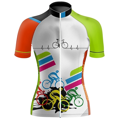 

21Grams Women's Cycling Jersey Short Sleeve Bike Top with 3 Rear Pockets Mountain Bike MTB Road Bike Cycling Quick Dry Moisture Wicking White Graphic Spandex Sports Clothing Apparel / Athleisure