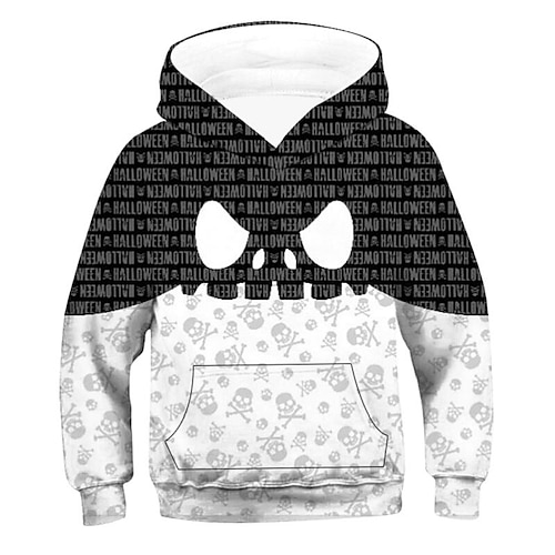

Kids Boys Halloween Hoodie Graphic Party 3D Print Long Sleeve Pocket Fashion 3-12 Years Winter Black