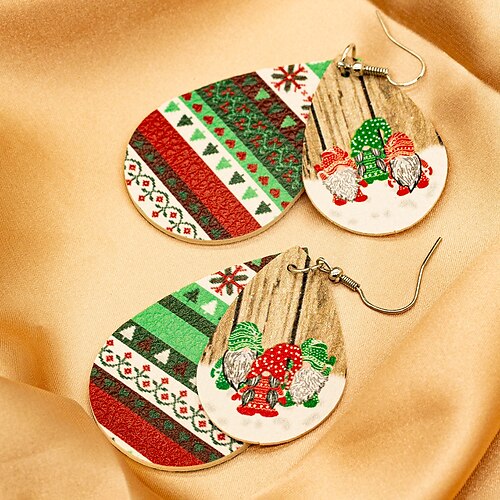 

1 Pair Drop Earrings Christmas Gift Earrings For Women's Festival PU Leather Pear Cut Holiday Fashion Birthday