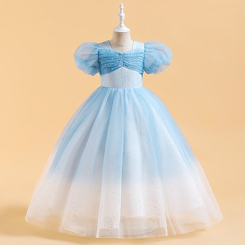 

Party First Communion Princess Flower Girl Dresses Square Neck Floor Length Polyester / Cotton Blend with Pure Color Open Back Tutu Cute Girls' Party Dress Fit 3-16 Years
