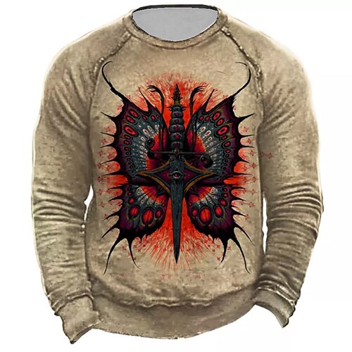 

Men's Unisex Sweatshirt Pullover Green Blue Purple Brown Light Blue Crew Neck Butterfly Graphic Prints Patchwork Print Daily Sports Holiday 3D Print Streetwear Designer Casual Spring & Fall Clothing