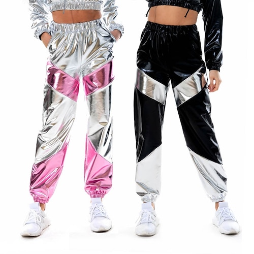

Spicy Girls Streetwear 1980s Hip Hop Pants Masquerade Women's Japanese Cosplay Costumes Golden / Rosy Pink / Silver Color Block