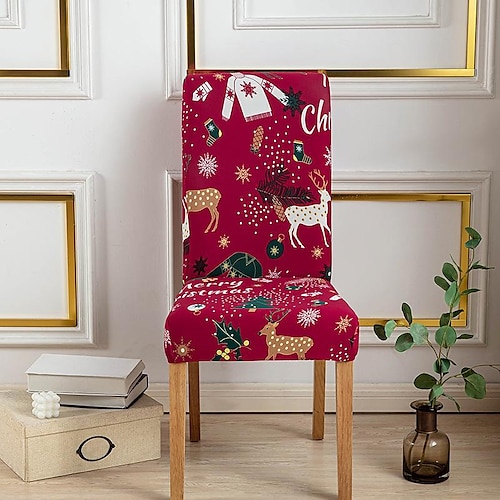 

1 Piece Christmas Halloween Dining Chair Cover,Spandex Stretch Chair Cover, Chair Protector Cover Seat Slipcover for Dining Room, Wedding, Ceremony, Banquet, Home Decor