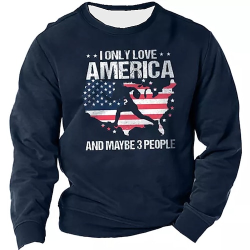 

Men's Unisex Sweatshirt Pullover Navy Blue Crew Neck Graphic Prints National Flag Print Daily Sports Holiday 3D Print Streetwear Designer Casual Spring & Fall Clothing Apparel Hoodies Sweatshirts