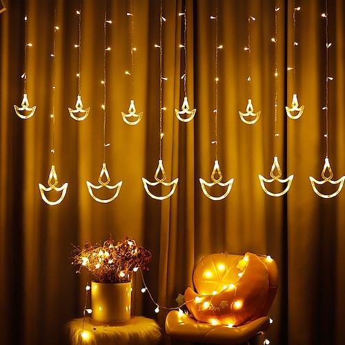

Christmas Lights LED Boat Fairy Curtain String Lights 2.5m 8.2ft Garland Christmas Lights Decor for Room Home Wedding Party Window Decor Colorful Holiday Lighting