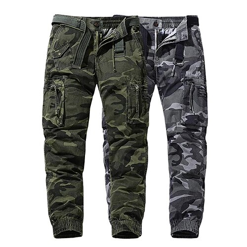 

Men's Cargo Pants Trousers Multi Pocket Solid Color Outdoor Full Length Casual Daily Army Green Gray Micro-elastic
