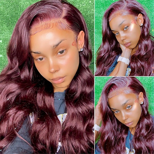 

Burgundy Wigs Body Wave 13x4 Lace Front Wigs 99J Colored Wigs Real Hair Wigs