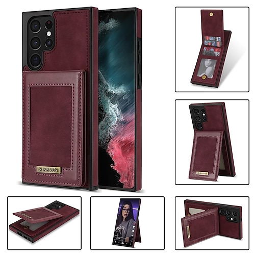 

Phone Case For Samsung Galaxy Wallet Card A53 S22 Ultra Plus S21 FE S20 Note 20 Ultra A71 Full Body Protective Anti-theft Card Holder Slots Solid Colored PU Leather