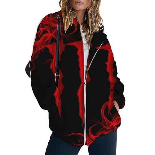 

Women's Hoodie Jacket Warm Breathable Outdoor Halloween Daily Wear Going out Zipper Pocket Print Zipper Hoodie Vintage Sports Comfortable Street Style Gradient Color Regular Fit Outerwear Long Sleeve