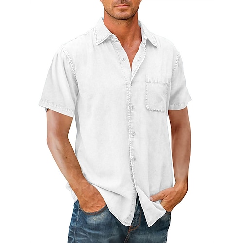 

Per uomo Camicia Camicia con bottoni Camicia estiva Camicia da carico Nero Bianco Verde militare Blu marino Cachi Manica corta Liscio Collo ripiegabile Strada Giornaliero Bottone giù Abbigliamento