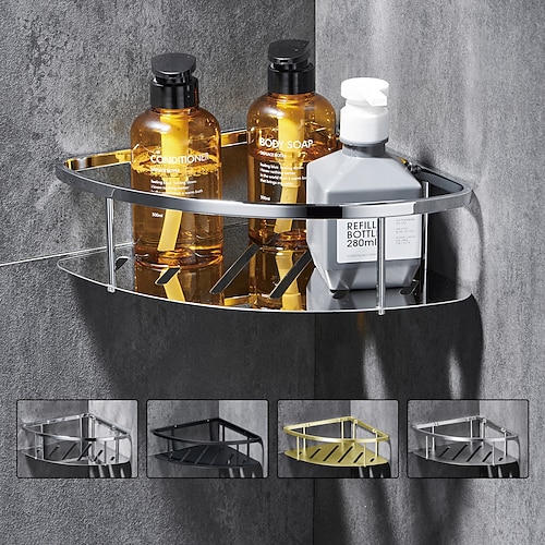 

Triangle Bathroom Shelf For Washing Supplies, Wall Mounted, New Design Creative Contemporary Modern Stainless Steel 1pc