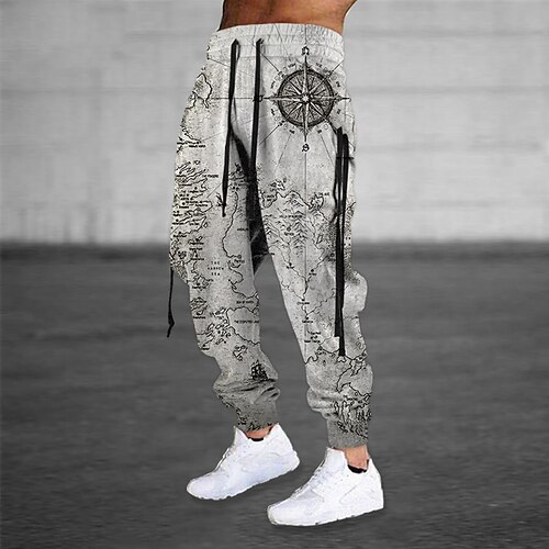 

Men's Sweatpants Joggers Trousers Drawstring Elastic Waist Ribbon Graphic Prints Comfort Breathable Sports Outdoor Casual Daily Cotton Blend Terry Streetwear Stylish Green Blue Micro-elastic