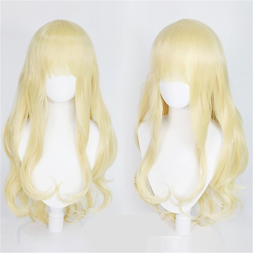 

Synthetic Wig Saren Sasaki Princess Connect! Re Dive Curly With Bangs Wig Long Light golden Synthetic Hair Women's Soft Easy to Carry Fashion Blonde