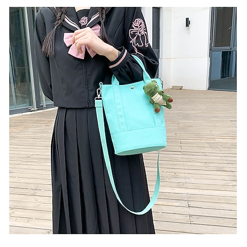 

Women's Canvas Bag Top Handle Bag Shoulder Bag Canvas Chain Solid Color Shopping Going out White Yellow Light Green