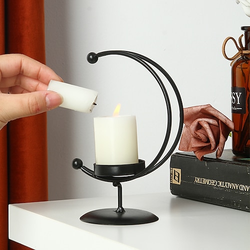 

Metal minimalista em forma de lua base de vela estilo nórdico decoração para casa castiçal de ferro 1 pc