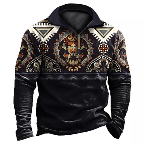 

Men's Unisex Zip Up Sweatshirt Pullover Black Half Zip Graphic Prints Zipper Print Daily Sports 3D Print Boho Designer Casual Spring & Fall Clothing Apparel Hoodies Sweatshirts Long Sleeve