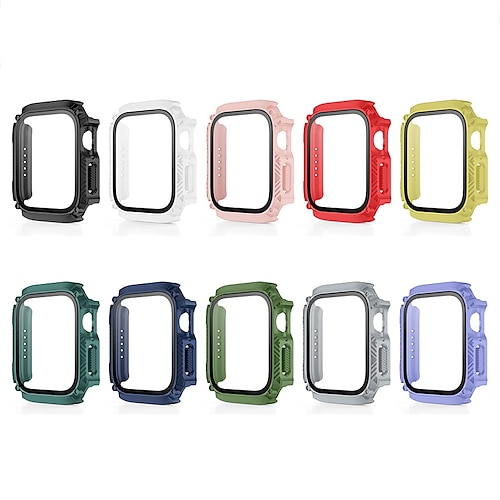 

1 Pack Watch Case with Screen Protector Compatible with Apple iWatch Series 8/7/6/5/4/3/2/1 / SE Scratch Resistant Rugged Bumper Full Cover Tempered Glass / PC Watch Cover