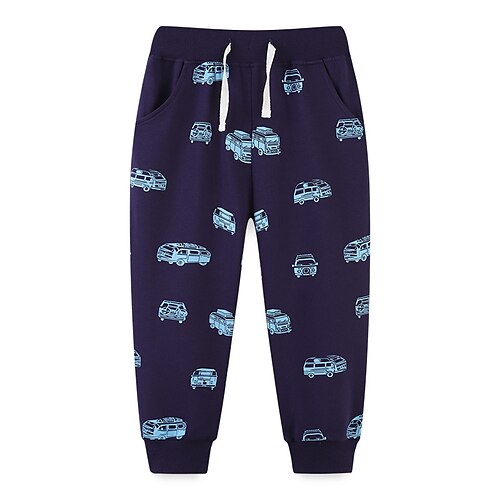 

Kids Boys Pants Print Active Casual Cotton 2-8 Years Winter Navy Blue