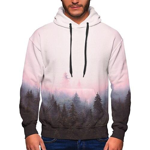 

Men's Unisex Pullover Hoodie Sweatshirt Pink Hooded Scenery Graphic Prints Print Daily Sports 3D Print Streetwear Designer Casual Spring & Fall Clothing Apparel Hoodies Sweatshirts Long Sleeve