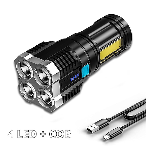 

LED Flashlights 4LED Outdoor Lighting COB High Hand Lamp Rechargeable Flashlight Powerful Lantern Torch Torches Portable Shustar