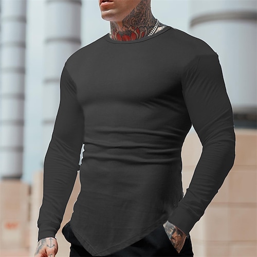 

Men's T shirt Tee Solid Colored Crew Neck Green Brown Navy Blue Black Street Daily Long Sleeve Clothing Apparel Fashion Designer Casual Comfortable / Sports