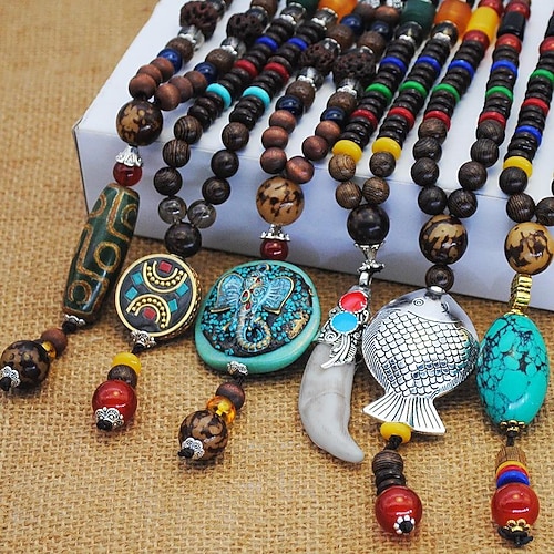 

Pendant Necklace For Women's Daily Wooden Alloy Beads