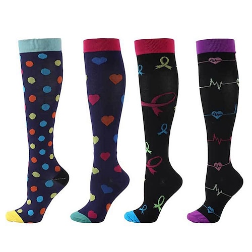 

Women's 4 Pairs Stockings Sport Socks / Athletic Socks Casual Socks Fashion Sport Comfort Cotton Striped Casual Daily Sports Medium Winter Fall Black Blue Purple