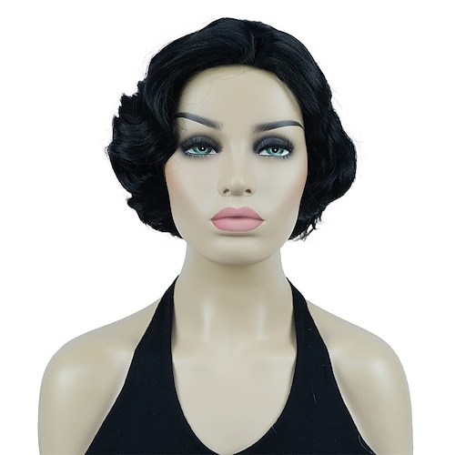 

Vintage Cosplay Party Wig Short Finger Wavy Flapper Hairpiece Free Wig Cap Halloween Cosplay Party Wigs