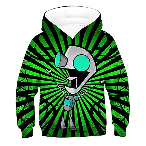 

Kids Boys Hoodie Graphic Outdoor 3D Print Long Sleeve Pocket Fashion 3-12 Years Winter Green