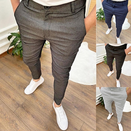 

Men's Chinos Trousers Jogger Pants Pocket Solid Color Comfort Outdoor Full Length Formal Business Daily Streetwear Chino Black Blue Stretchy