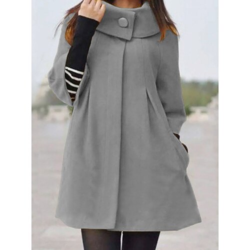 

Women's Winter Coat Breathable Outdoor Daily Pocket Pullover Stand Collar Active Solid Color Regular Fit Outerwear Long Sleeve Winter Fall Gray S M L XL XXL 3XL