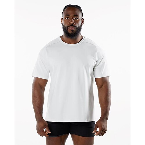 

Men's Workout Shirt Workout Tops Short Sleeve Tee Tshirt Athletic Casual Cotton Breathable Fitness Gym Workout Basketball Sportswear Activewear Solid Colored Black Army Green Red