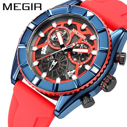 

MEGIR Top Brand Mens Sport Watches Luminous Waterproof Calendar Chronograph Silicone Multifunctional Quartz Wrist Watches 2209