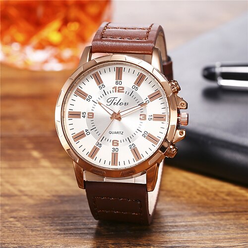 

JILOU Band Men Quartz Watch Large Dial Men's Roman Scale Belt Quartz Watch Casual Sports Watch