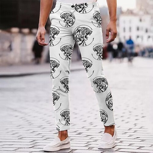 

Men's Chinos Slacks Jogger Pants 3D Print Comfort Soft Office Business Streetwear Casual Blue White Inelastic / Spring
