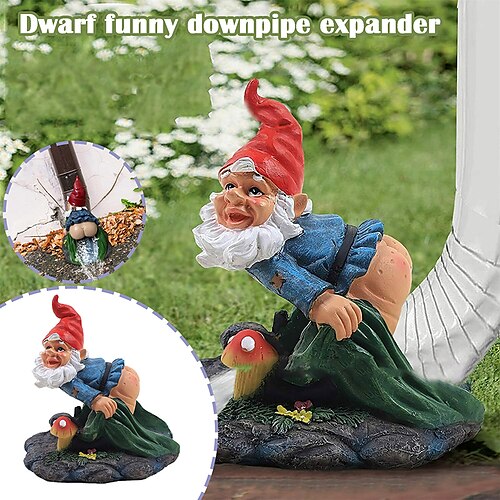 

Naughty Garden Gnomes Outdoor Statue Figurine Dwarf Sculpture Funny Resin Pants Down Gnome Statue for Outdoor Patio Lawn Yard Decor