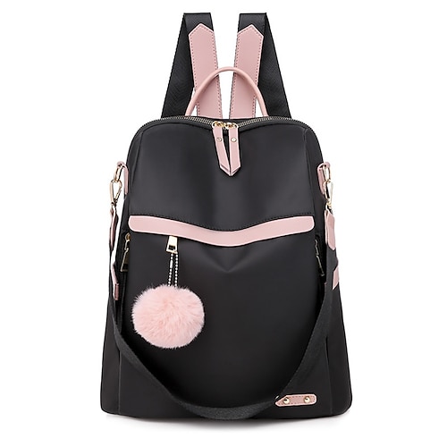 

School Backpack Bookbag Solid Color for Student Men Women Multi-function Water Resistant Wear-Resistant Oxford Cloth School Bag Back Pack Satchel 16.84 inch