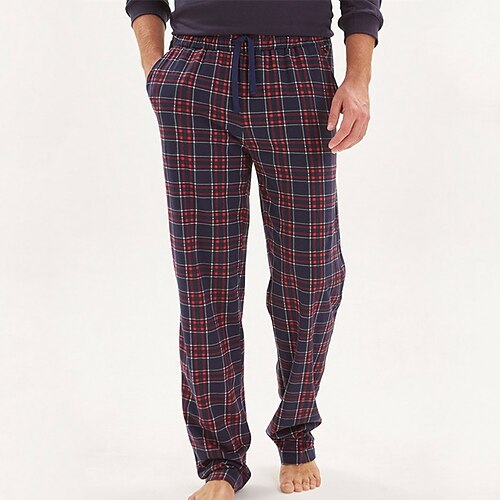 

Men's Work Pants Casual Pants Plaid Drawstring Trousers Pocket Drawstring Elastic Waist Grid / Plaid Comfort Soft Daily Weekend Streetwear Casual Wine Micro-elastic / Elasticity