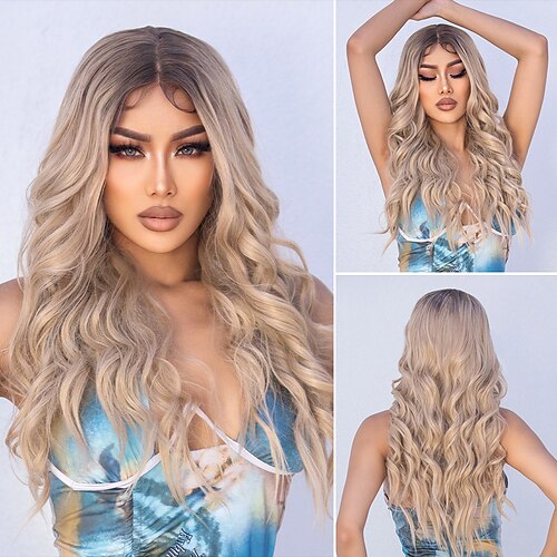 

Blonde Long Straight Hair Lace Wig Imported Silk T Hand Woven Area of 51cm Head Cover
