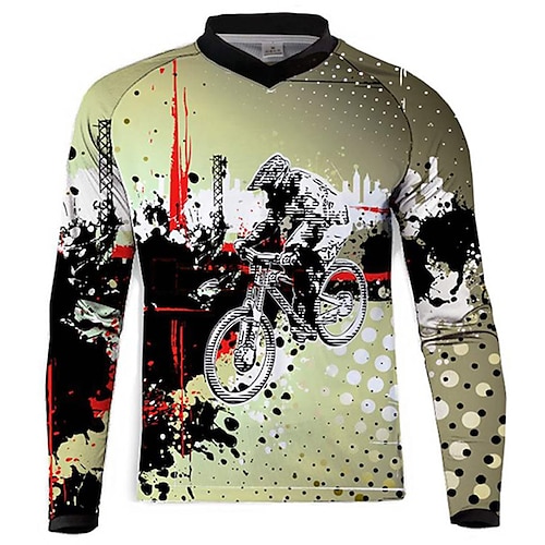 

Per uomo Maglia in discesa Manica lunga Bicicletta Superiore con 3 tasche posteriori Traspirante Morbido Asciugatura rapida Comodo Verde Pop art A pois Poliestere Gli sport Abbigliamento