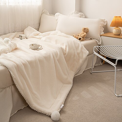 

Solid Rabbit Cashmere Wool Blanket White Gray Office Nap Blanket Thickened Sofa Blanket Bed Cover Blanket
