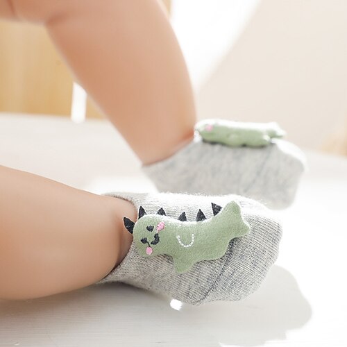 

Baby Unisex Socks White Gray Pink Animal Antiskid Spring Summer Cute Daily 1-4 Years